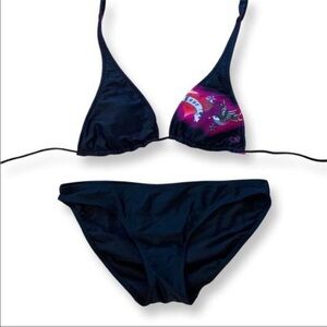 Black & Pink String Bikini | Reversible Top | Size Medium